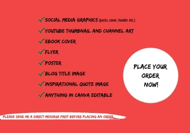 I will design social media posts, graphics, thumbnail, ebook cover, flyer and anything in canva