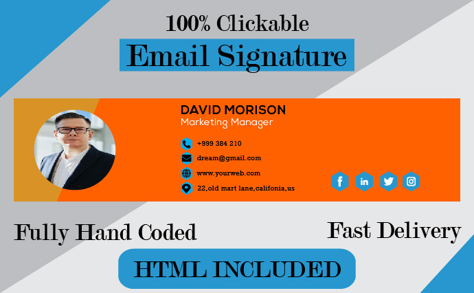 I Will Create and Revemp Professional Clickable HTML Email Signature 
