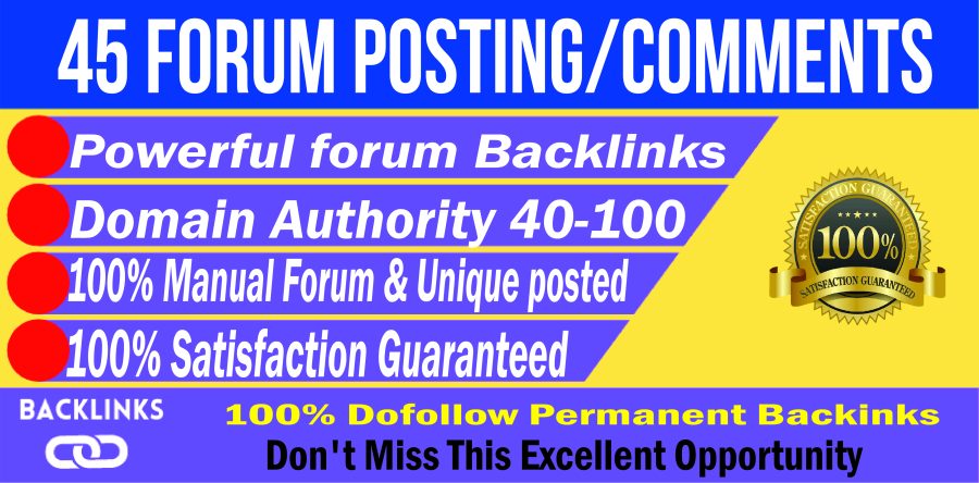 Create Forum Posting Backlinks 45 High Authority Links 