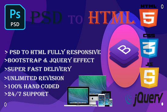 Are you looking to convert PSD files to a responsive HTML web page?