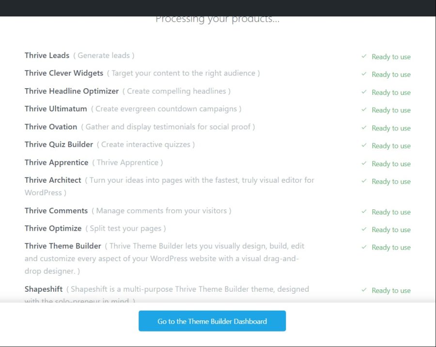 Install thrive architect, thrive plugins, thrive theme builder using Agency license