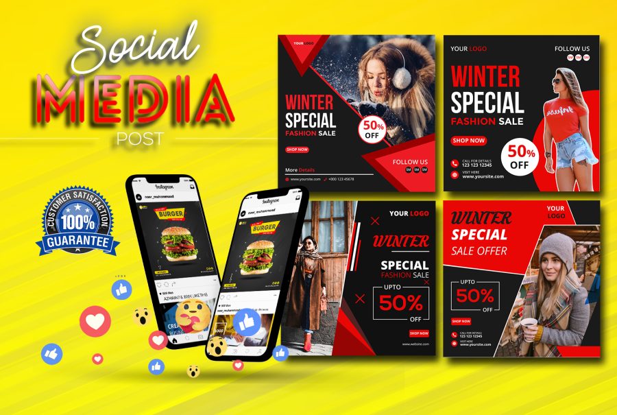 I will design 8 visually appealing posts and ads for online platforms.