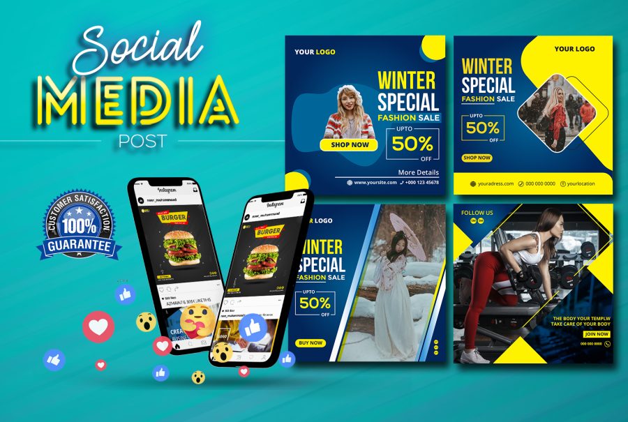 I will design 8 visually appealing posts and ads for online platforms.