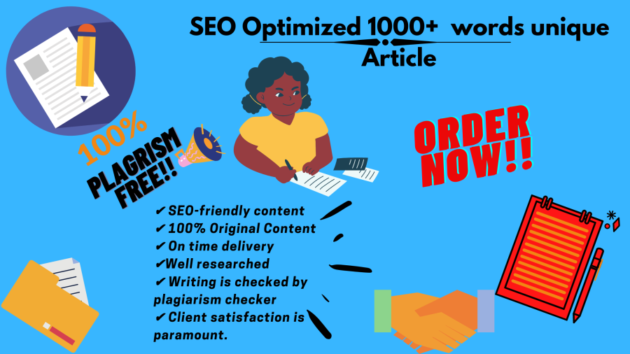 I will write 1000+ words SEO article blog post for you