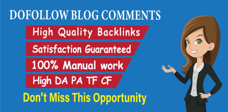 I will create 50 dofollow backlinks blog comments high quality DA