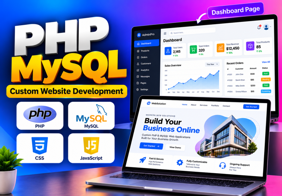 PHP MySQL Custom Website Development As Your Full Stack Web Developer, Develop PHP MySQL Website
