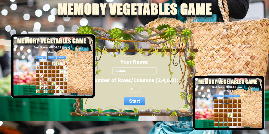 VEGETABLES GAME ANIMALS GAME BIRDS GAME Number of Rows/Columns (2,4,6,8) Source Code Available