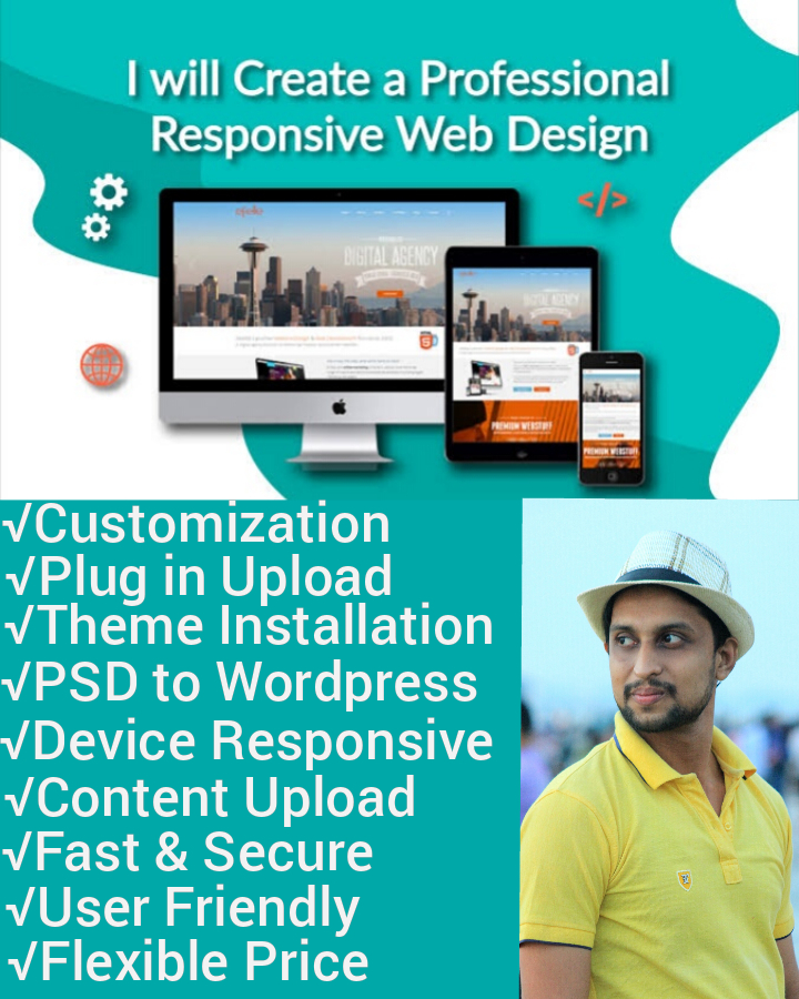 I will create,design and redesign modern responsive wordpress Ecommerce or blog site and fix it