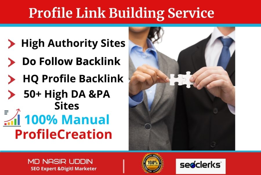 I will build up manually Powerful Unique High Quality 50 profile backlinks 