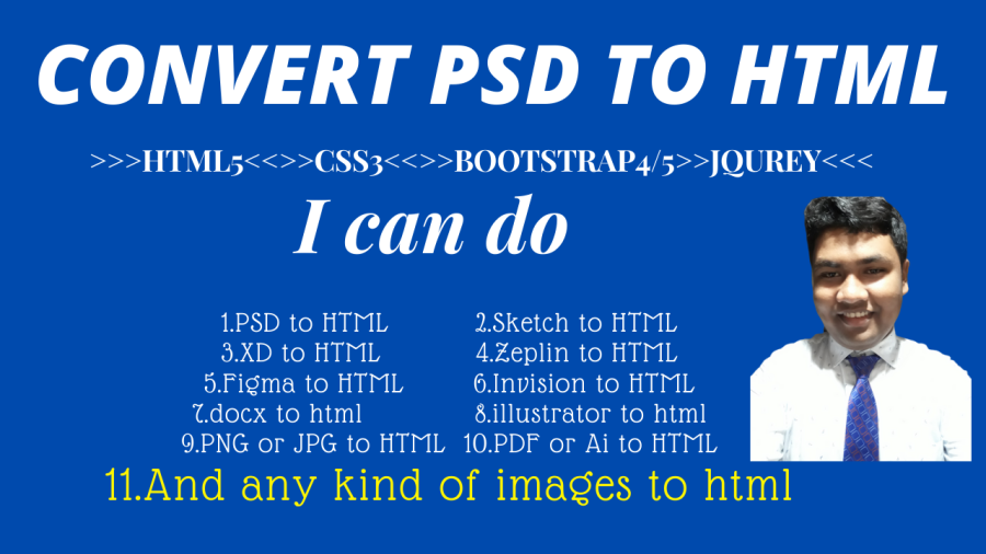 I will convert xd to html, psd to html, any design to html