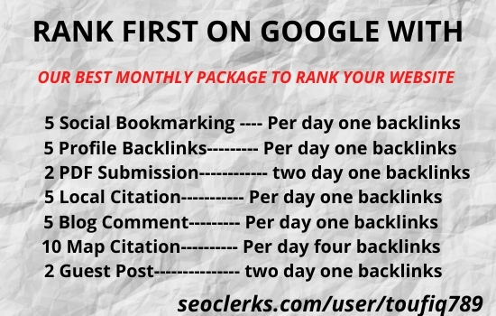  Off page SEO backlinks Monthly package update your URL in Google