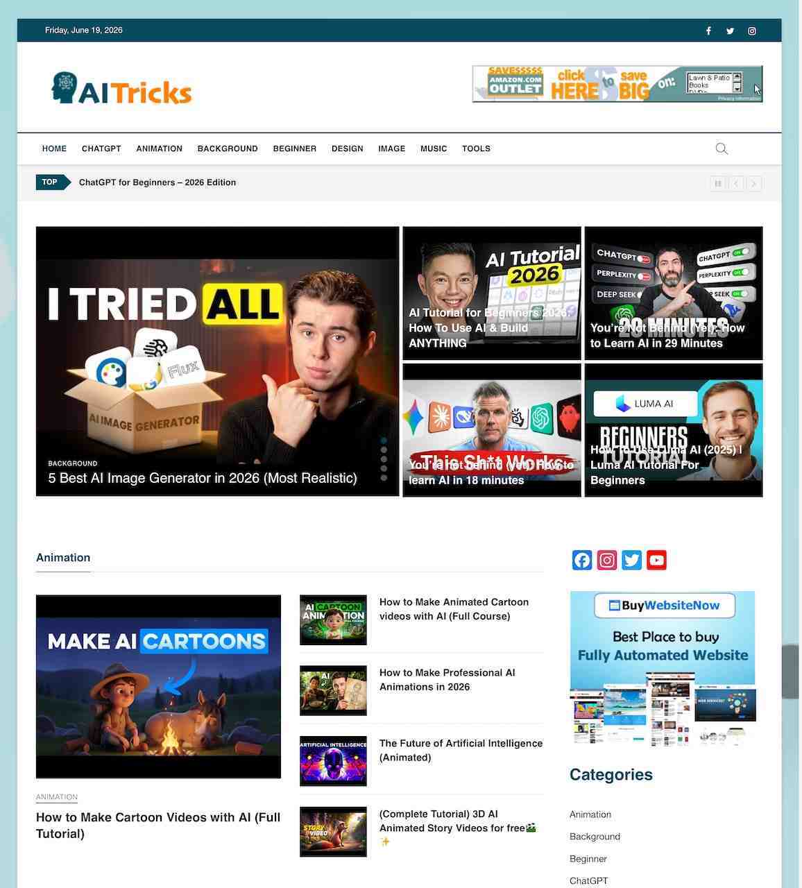 I will design fully automated AI tricks website for income source