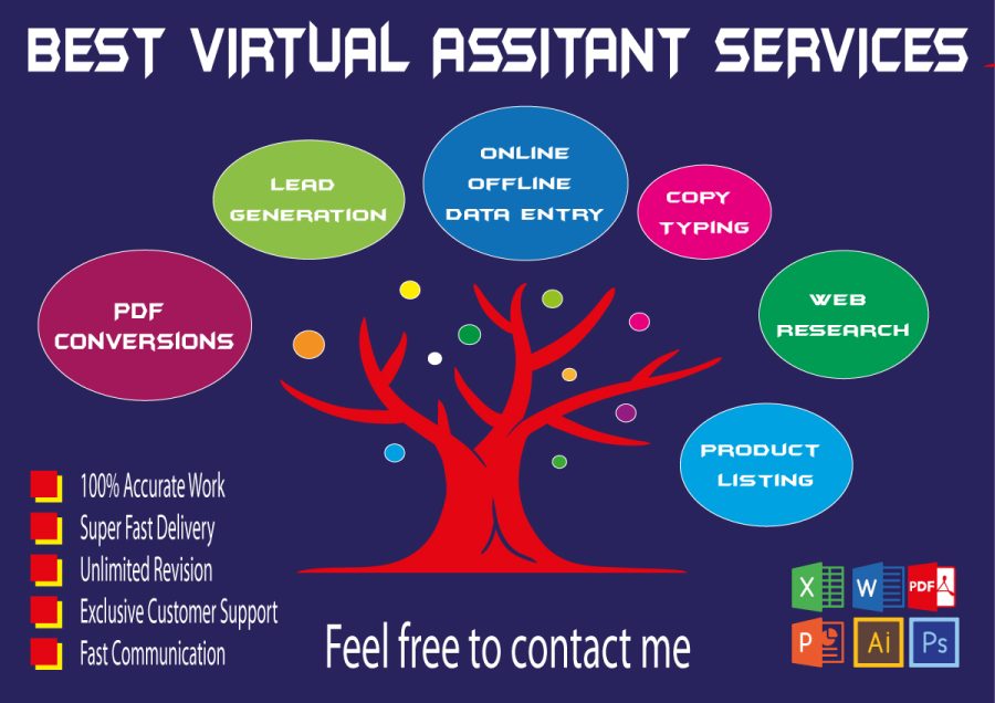 I will be your virtual assistant for data entry, copy paste, b2b lead generation and product listing
