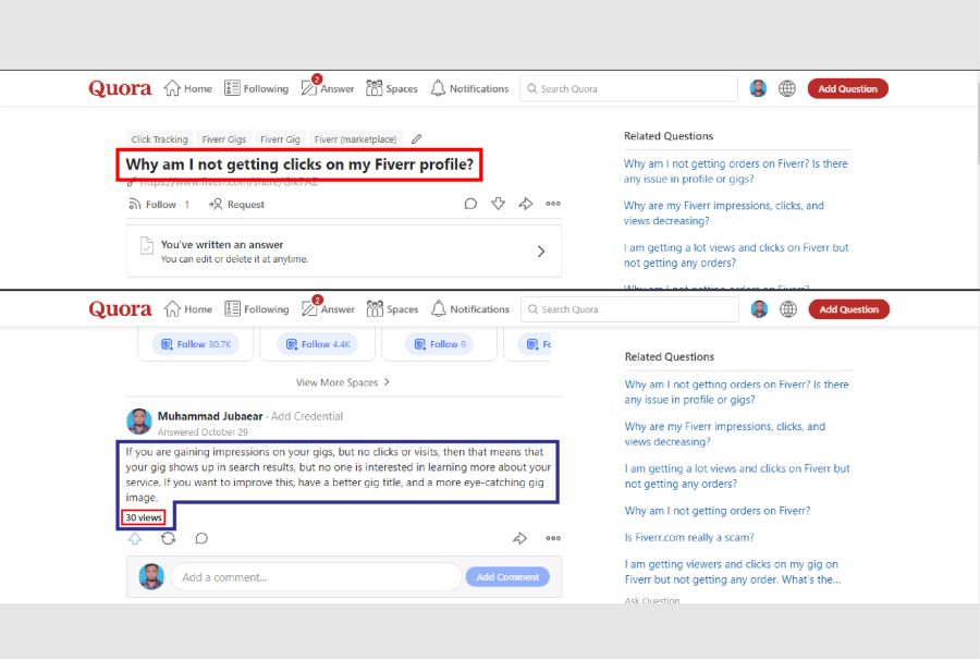High quality 20 Quora Answers with Guaranteed Traffic 