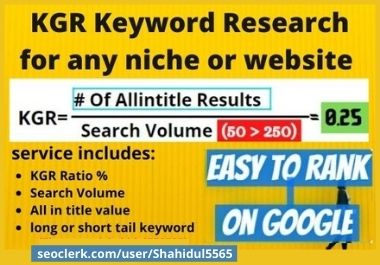 10+ KGR keyword research provide for website that easily to ranks on google