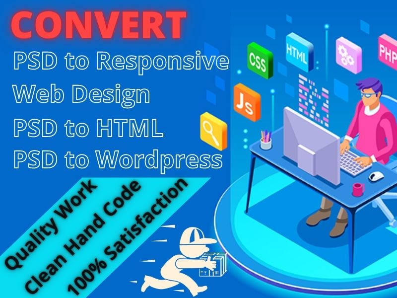 I will Do/Convert PSD to Responsive Web Design Using HTML, CSS, JavaScript, Bootstrap 4