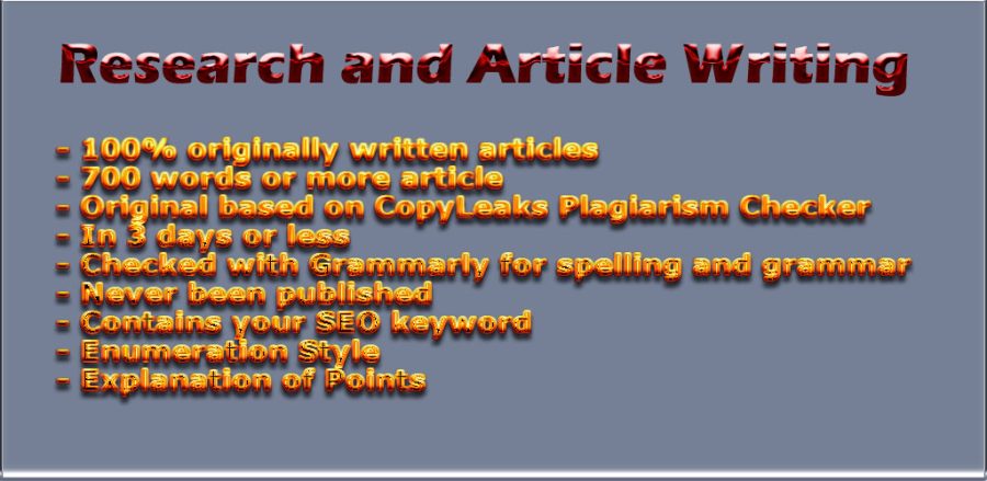 I Will Do The Research And Write Articles For You