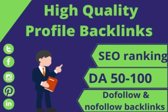 I will Creat 50 HQ edu, sports,Profile Backlinks search engine Friendly