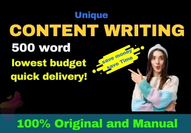 I will do excellent 500 words article writing, content writing, and blog writing on any topic.