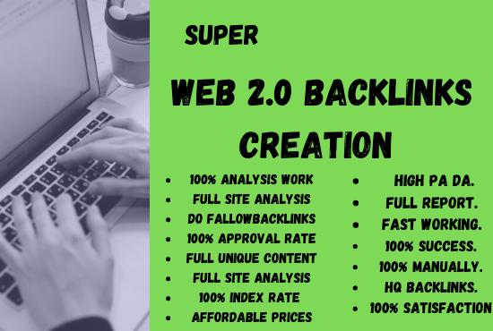 I will build 100 super HQ authority web 2.0 backlinks for website