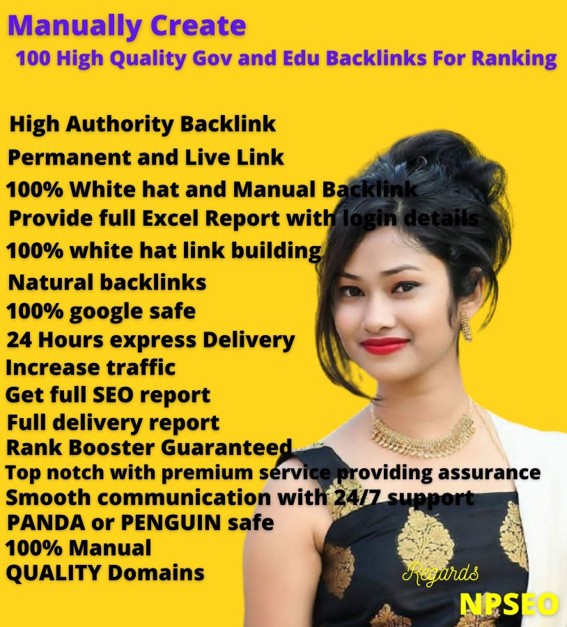  Manually Create 100 High Quality Gov and Edu Backlinks For Ranking