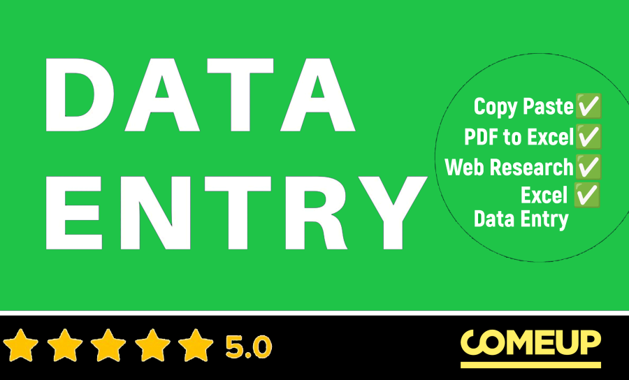 I will provide top quality data entry, copy paste and PDF Conversion services