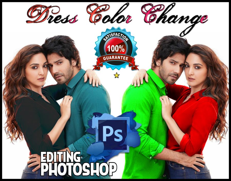 I will Change Dress, Logo, Bike, T-shirt and hair color change in Photoshop