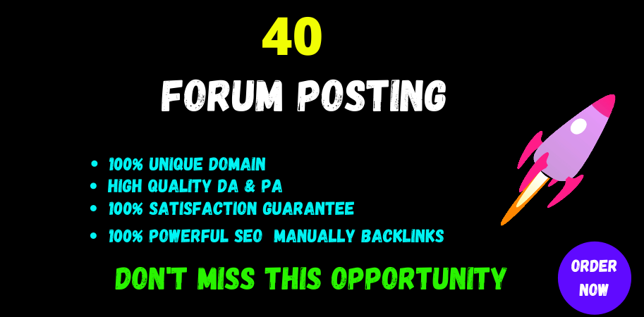  Provide 40 dof0llow forum posting backlinks on High Quality DA Site