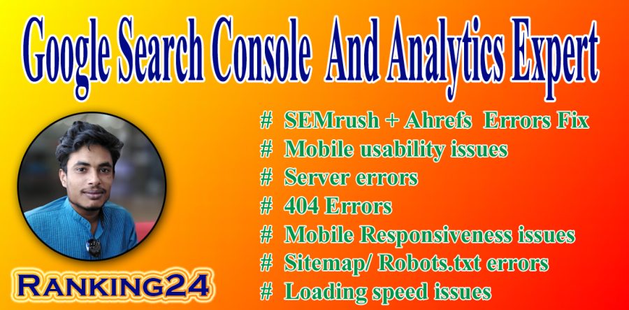 I will do fix search console, google analytics,semrush, ahref, moz, index coverage errors