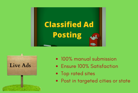 I Will Do 50+ Classified Ads Posting on Top Rated Sites