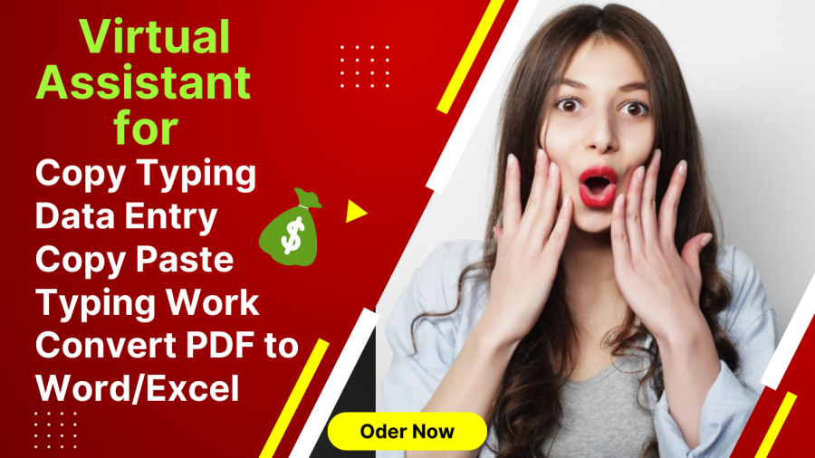 I will be your virtual assistant for data entry, typing, copy paste, web research