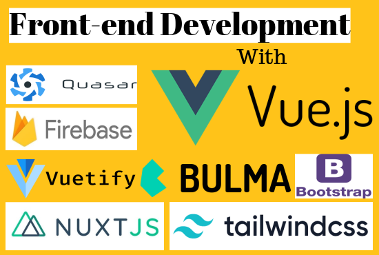 I will build web application, front end with vuejs and nodejs
