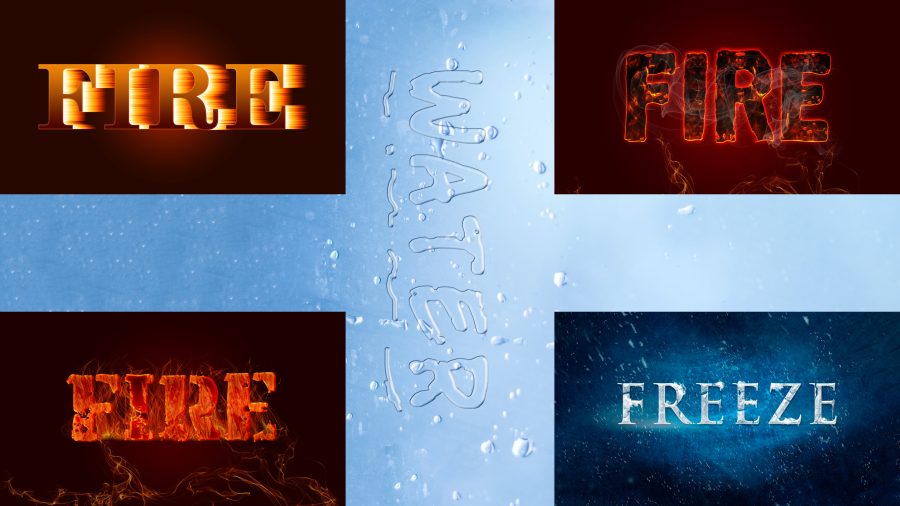 I will create text effects like fire flame text effect, water text effect