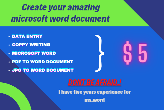 Create your amazing microsoft word document 
