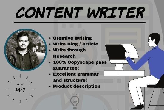 Content Writing Service from 500 to 1000 words Article, or blog writer on any topic.
