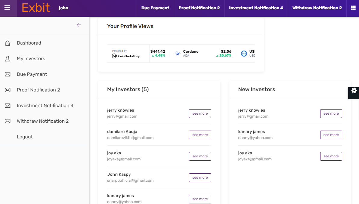 Website For Investment: Investment Website Pro For Multipurpose Tracking Of Investors Earning