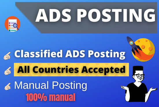 I Will Give you 10 classified ads posting service with live link report any country.