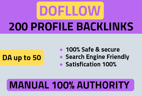 I will do 50 DOFOLLOW high DA PA profile backlinks for your website