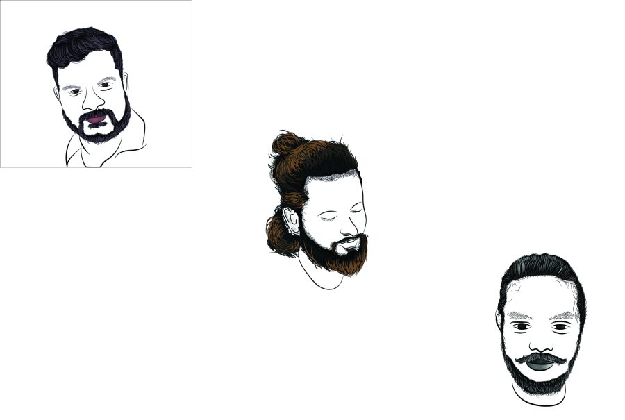 I will create a detailed vector art portrait black and white