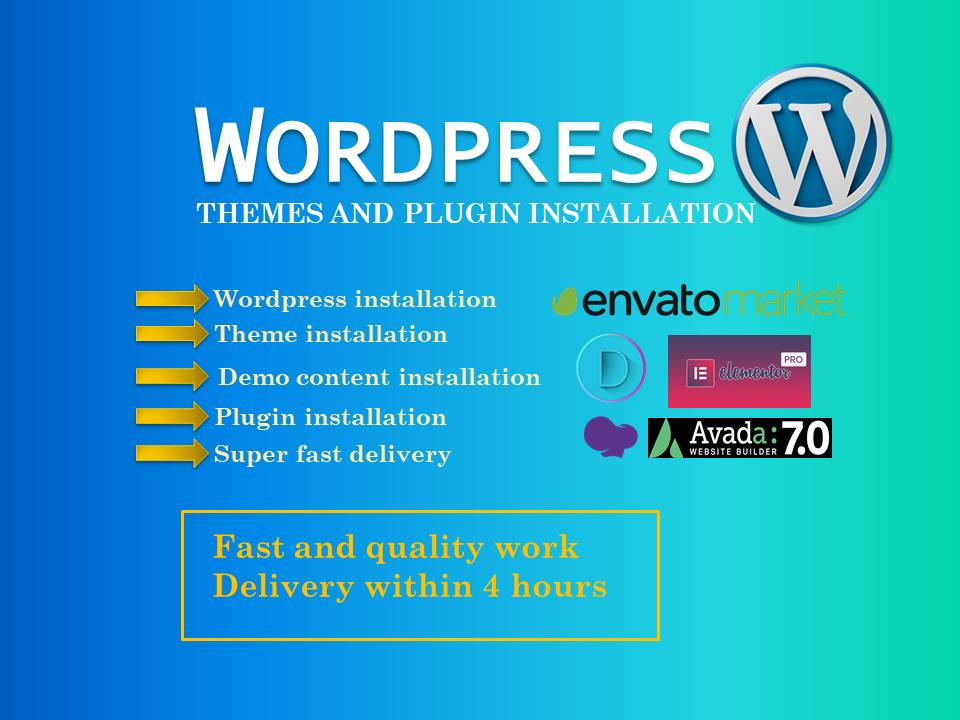 wordpress installation, demo import, themes & plugin installtion