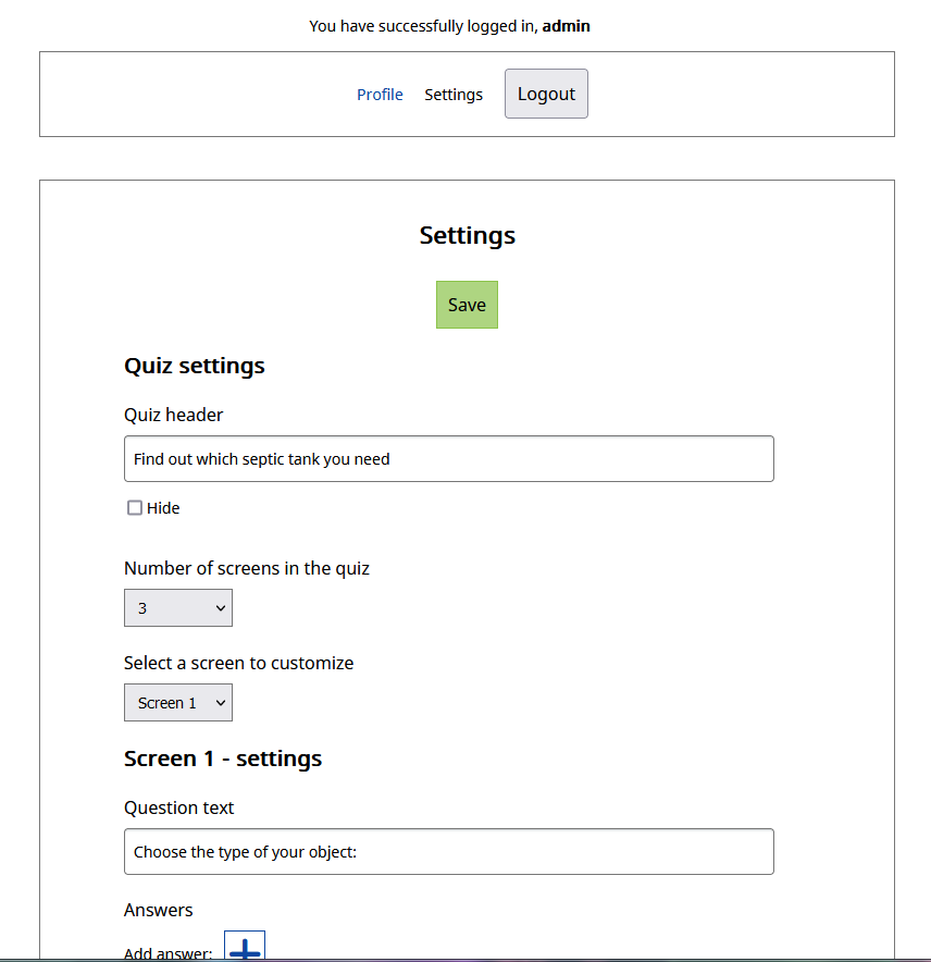 SAV Quiz - great questionnaire for your website