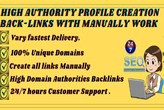 I will do 30 HQ profile creation or social profile backlinks