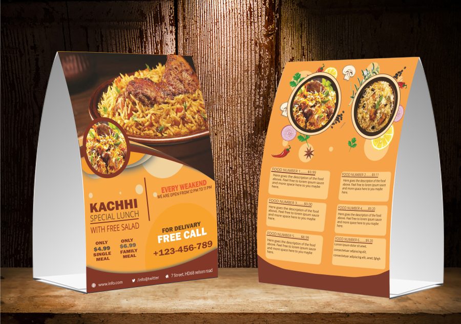  I will create table tent, menu, and table calendar design within 24 hours