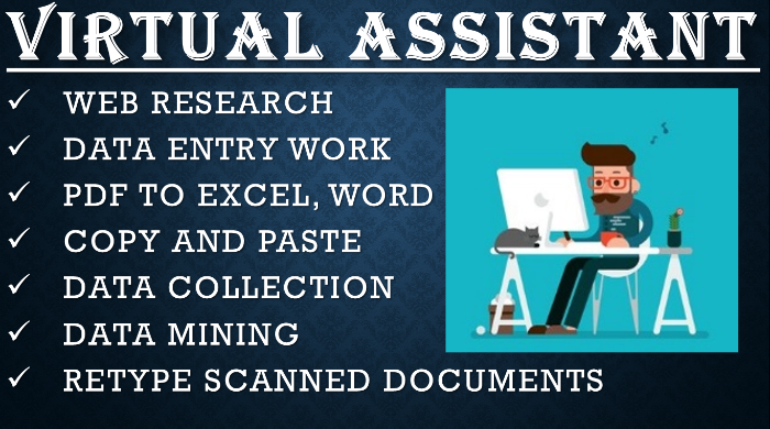 I will do any type of data entry, copy paste, web research, data mining and excel data entry
