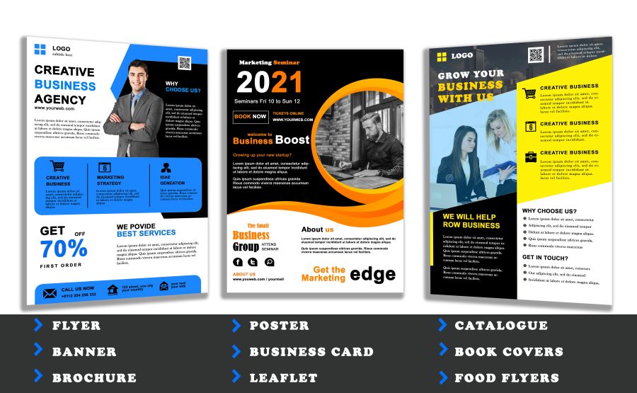 I will design impressive business flyers, brochures, business cards within 12 hours
