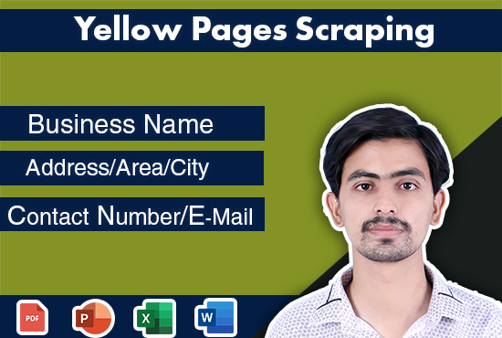 scrape data for yellow pages, yelp , yell for email and phone