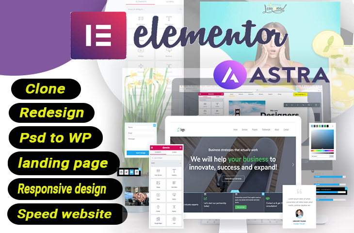  create modern, responsive wordpress website with elementor pro