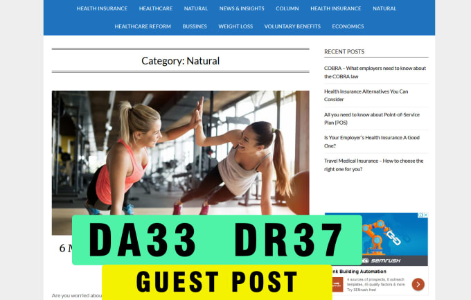  guest post on DA 33 DR 37 health blog with dofollow link