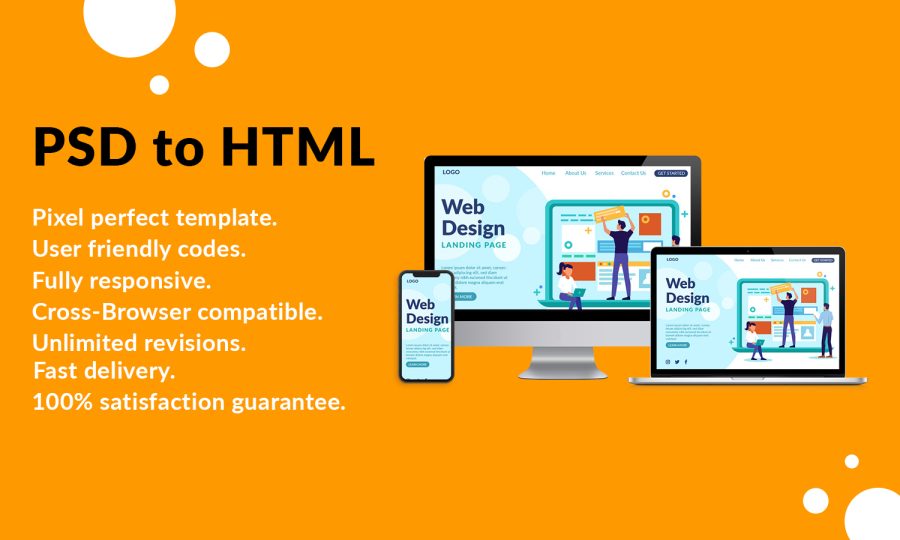 Convert any PSD to HTML, Xd to HTML, Ai to HTML fully responsive 