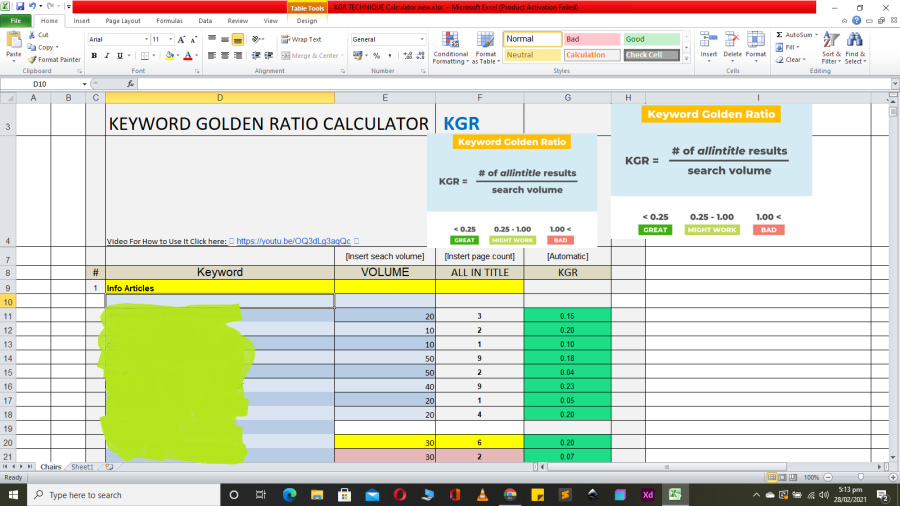 I will do kgr keyword research for blog site or amazon affiliate site seo